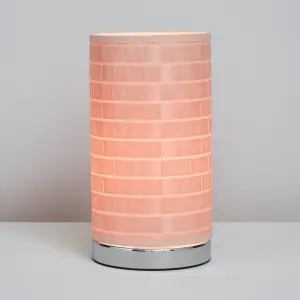 Inlight Hektor Cylinder Polished Pink Woven effect Table lamp