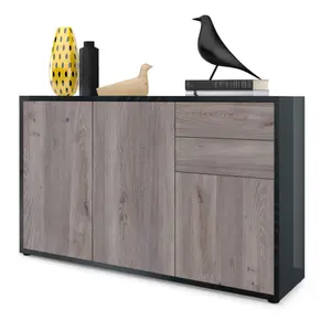 Mcdevitt 117cm Sideboard Black (Glossy)/Nordic Oak