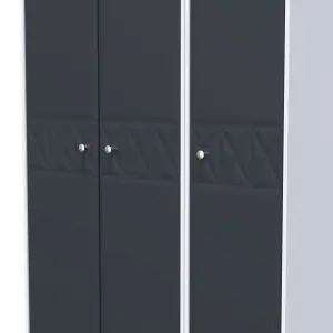 San Jose Ready assembled Contemporary Indigo & white Tall Triple Wardrobe (H)1970mm (W)1110mm (D)530mm