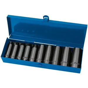 Draper 1/2" Sq. Dr. Draper HI-Torq Metric Deep Impact Socket Set 10 Piece 38369