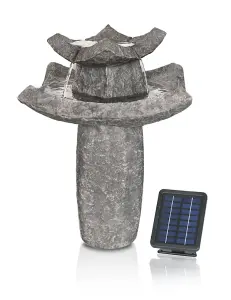 Primrose Grey Pavillion Tiered Solar Powered Bird Bath Water Feature 62cm