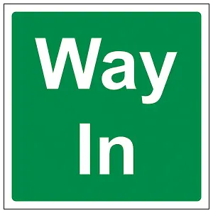 Way In Building Entrance Sign - Adhesive Vinyl - 150x150mm (x3)