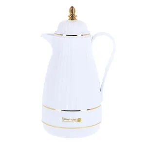 Royalford Glass Vacuum Flask Tea Carafe Airpot 1000ML, White