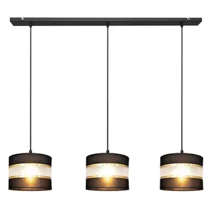 Luminosa Helen Straight Bar Pendant Ceiling Light Black, Gold 65cm