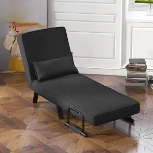 Costway Convertible Single Folding Sofa Bed Sleep Chair w/ 6 Positions Adjustable Backrest Dark Grey