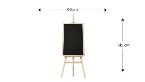 ALLboards Wooden beech easel 145 cm + Black chalkboard 70x50 cm beech wooden frame