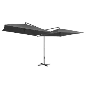 Berkfield Double Parasol with Steel Pole 250x250 cm Anthracite