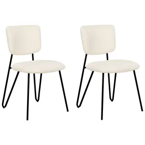 Set of 2 Dining Chairs NELKO Boucle Off-White