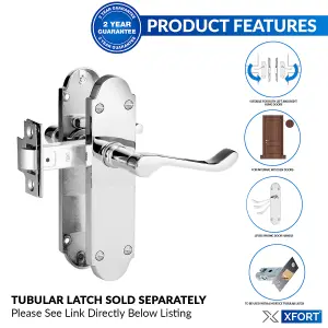 XFORT Richmond Lever Latch Scroll Polished Chrome Door Handles 4 Pair