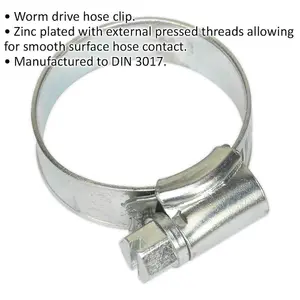 30 PACK Zinc Plated Hose Clip - 19 to 29mm Diameter - External Pressed Threads