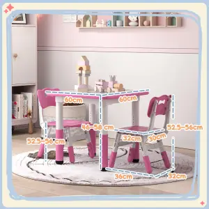 AIYAPLAY 3 Pcs Height Adjustable Kids Table and Chair Set for Playroom - Pink