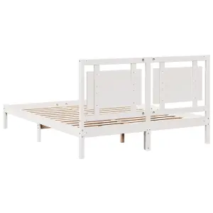 Berkfield Extra Long Bed Frame without Mattress White 140x210 cm Solid Wood