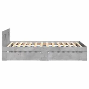 Berkfield Bed Frame with Headboard without Mattress Concrete Grey 90x190 cm Single