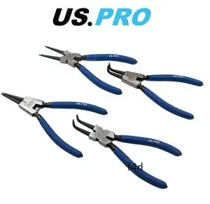 US PRO Tools 4 Piece 7" Circlip Pliers Set - Internal External Bent & Straight 2256