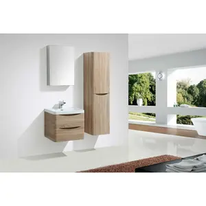 Stanhope 600mm Single Bathroom Vanity with Integrated Stone Basin Light Oak