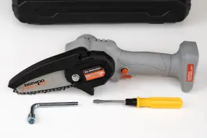 Daewoo U-FORCE Series 18V Cordless Handheld Mini Chainsaw 10cm with Hard Case + 2.0Ah Battery + Charger