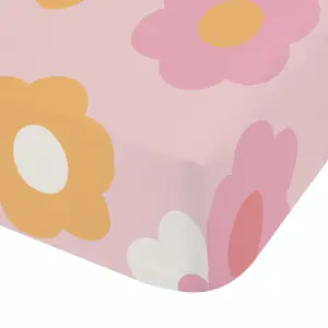 Catherine Lansfield Retro Daisy Fitted Sheet Pink