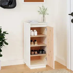 Berkfield Shoe Cabinet White 35x35x80 cm Solid Wood Pine