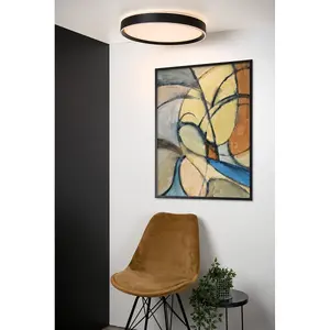 Lucide Nuria Modern Flush Ceiling Light 50cm - LED Dim. - 1x36W 2700K - 3 StepDim - Black