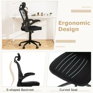 COSTWAY Height Adjustable Mesh Office Chair with Headrest