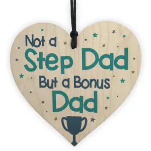 Red Ocean Novelty Gift For Step Dad Fathers Day Gifts For Step Dad Wooden Heart Plaques And Signs