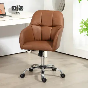 HOMCOM Computer Desk Chair with PU Leather, Swivel Wheels, Brown