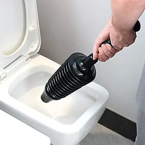 Heavy Duty Black Toilet Plunger - Flexible PVC Plastic High-Pressure Drain Unblocker