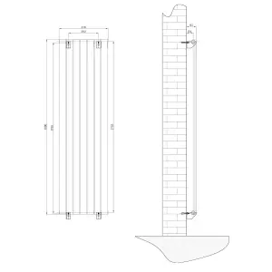 Porter Black Double Vertical Flat Panel Radiator - 1800x475mm