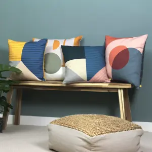 furn. Hesso Scandi Inspired Geometric Patterned Recycled Polyester Filled Cushion