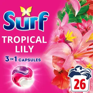 Surf 3 in 1 Laundry Washing Detergent Capsules Tropical Lily, 52 Washes, 2Pk