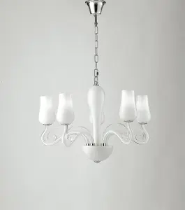 Luminosa ANGEL 5 Light Multi Arm Pendant Ceiling Light White 64x45cm