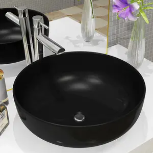 Berkfield Basin Ceramic Round Black 41.5x13.5 cm