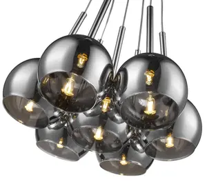 Luminosa Spring 7 Light Cluster Pendant Chrome with Glass Shades, G9