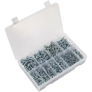 Comprehensive 700 Pack Self Tapping Screw Assortment with Zinc Pan Head Pozi