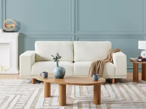 3 Seater Boucle Sofa Off-White NIVALA