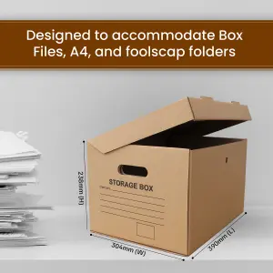 Cardboard A4 Printed Archive Storage Filing Boxes With Handles - Pack of 10