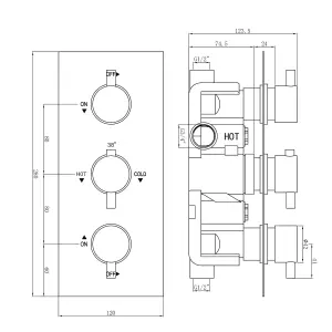 ENKI Venice Chrome Round 2-Outlet Brass Thermostatic Triple Shower Valve TSV068