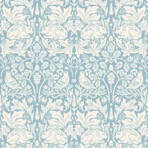 Hoopla Walls Forest Rabbit Blue Smooth Matt Wallpaper