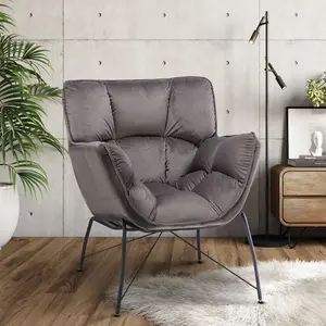 Velvet Light Grey Eliana Accent Chair