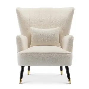 Teddy Boucle Fabric White Camila Accent Chair