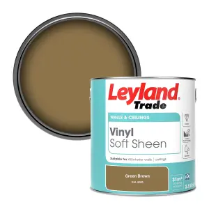 Leyland Trade Vinyl Soft Sheen Walls & Ceilings Emulsion Paint Green Brown (RAL 8000) - 2.5L