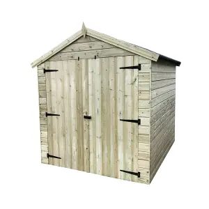 8 x 8 Garden Shed Premier Pressure Treated T&G APEX Wooden Garden Shed + 4 Windows + Double Doors (8' x 8' / 8ft x 8ft) (8x8 )