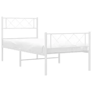 Berkfield Metal Bed Frame with Headboard and Footboard White 100x190 cm