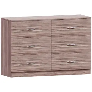 Vida Designs Riano Walnut 6 Drawer Chest (H)800mm (W)1200mm (D)400mm