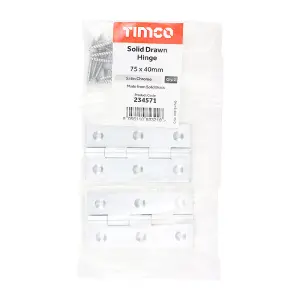 TIMCO Solid Drawn Brass Hinges Satin Chrome - 75 x 40