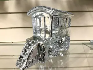 Crushed Diamond Caravan Square Gypsy Crystal Ornament Shelves Silver