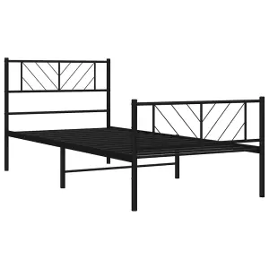 Berkfield Metal Bed Frame with Headboard and Footboard Black 100x200 cm