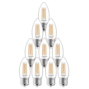 paul russells LED Filament Dimmable Candle Bulb, ES E27, 4.5W 470 Lumens, 40w Equivalent, 2700K Warm White, Pack of 10