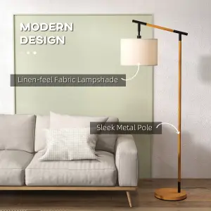 HOMCOM Floor Lamp with 350 Degree View Rotating Lampshade, LED Bulb Included, Brown