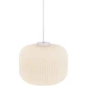 Nordlux Milford 30 Indoor Living Dining Glass Pendant Ceiling Light in Opal White (Diam) 30cm